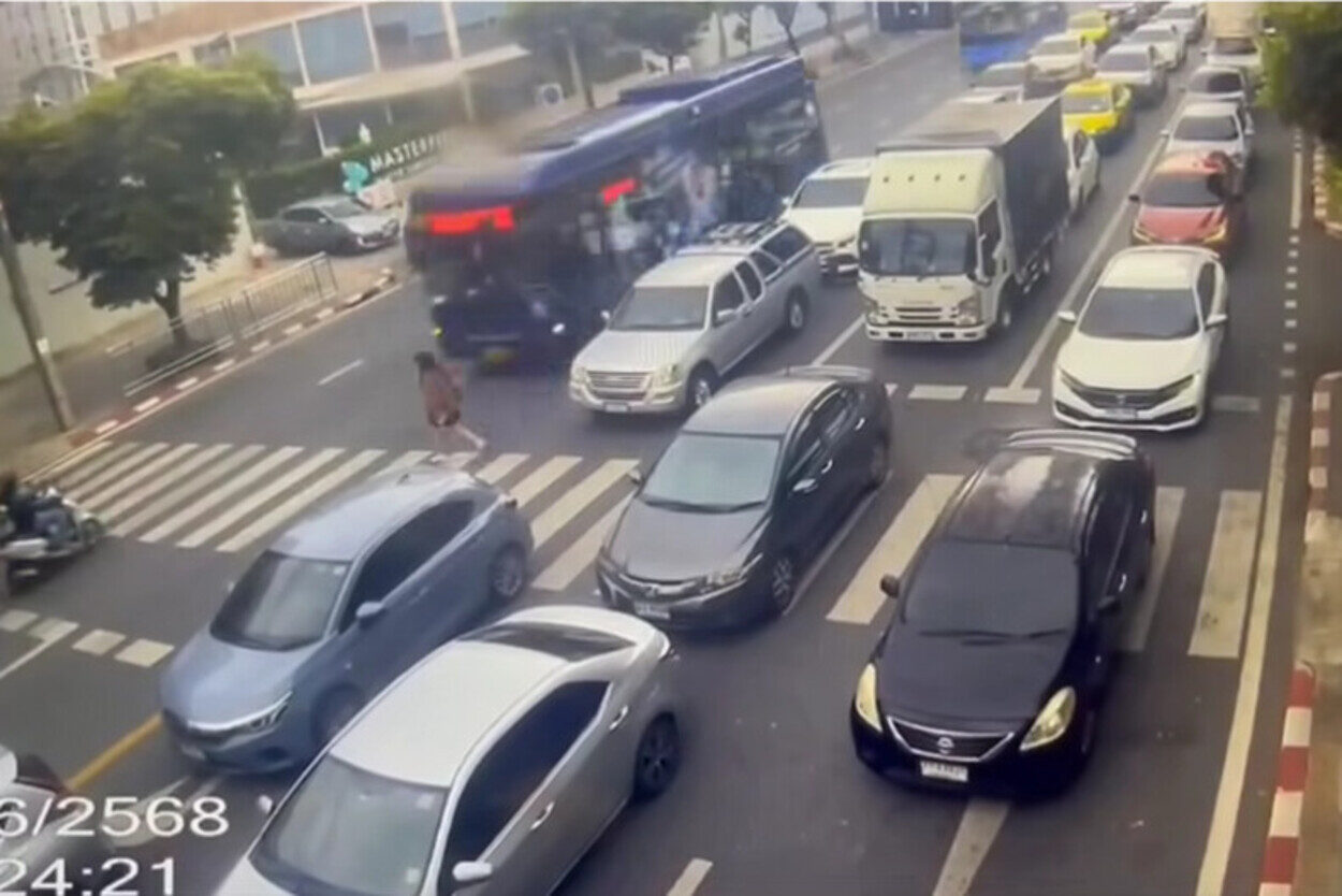 Student struck by bus on Bangkok zebra crossing
